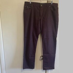 Brax Cooper Fancy Men’s Pants 40x32 Regular Fit Textured Burgundy‎ Cotton Blend